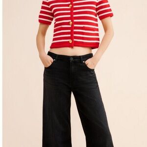 AG Adriano Goldschmied Women's Saige wide leg crop jeans, black, size 26